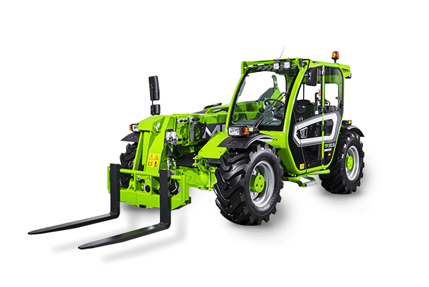 Starre verreiker Merlo Turbofarmer 30.9 met palletvork.