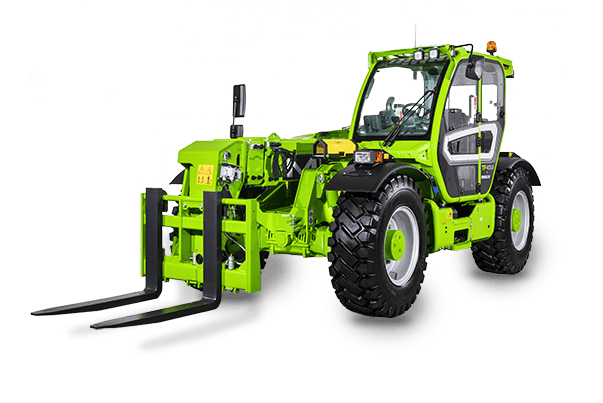 Merlo Turbofarmer starre verreiker met vorken voor materiaalhantering.